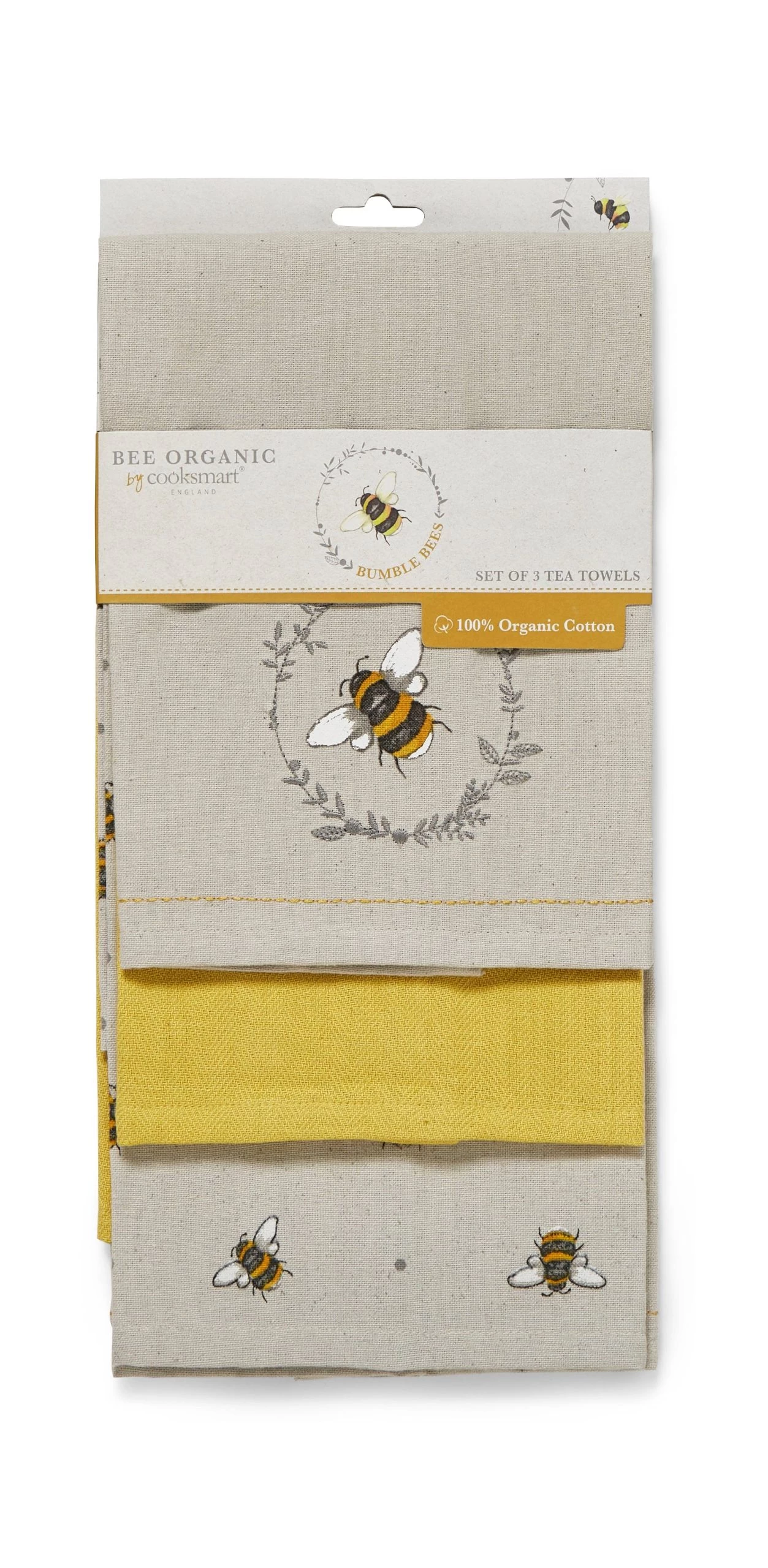 Cooksmart Bumble Bee Tea Towels Set Of 3 CS1760 5 Cooksmart Bumble Bee Tea Towels Set Of 3 CS1760 - Image 3