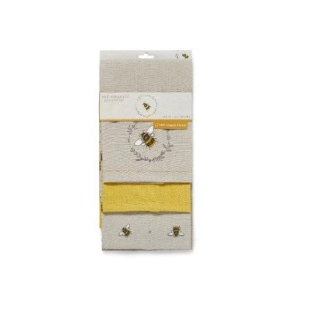 Cooksmart Bumble Bee Tea Towels Set Of 3 CS1760 4 Cooksmart Bumble Bee Tea Towels Set Of 3 CS1760 - Image 2